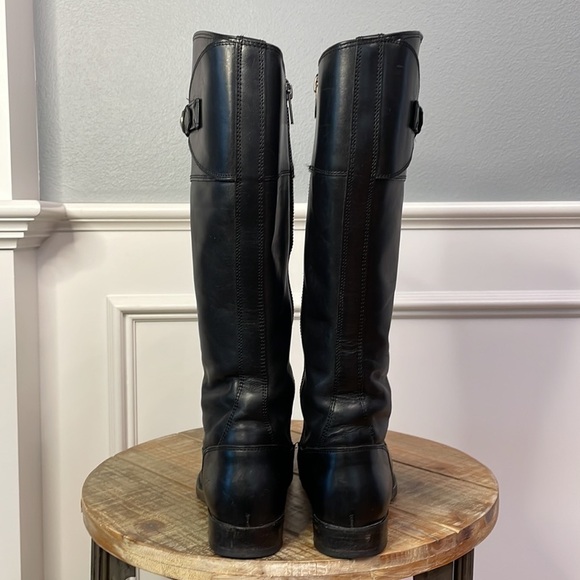 FRYE Molly Knee High Boot Side Zipper Black Leather Size 5.5 Low Heel - Picture 8 of 11